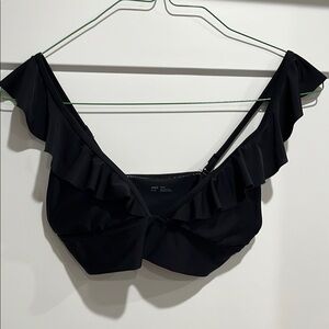 Black Ruffled Bikini Top